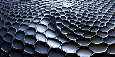 Obraz premium Sleek black hexagonal tiles arranged in a wavy 3D pattern, perfect for futuristic and industrial design visuals