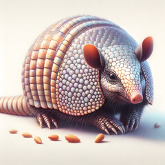Obraz premium 흰 배경, 아르마딜로, 파스텔화 (white background, armadillo, pastel painting)