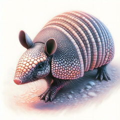 Obraz premium 흰 배경, 아르마딜로, 파스텔화 (white background, armadillo, pastel painting)