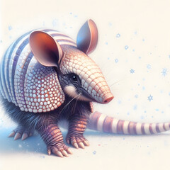 흰 배경, 아르마딜로, 파스텔화 (white background, armadillo, pastel painting)