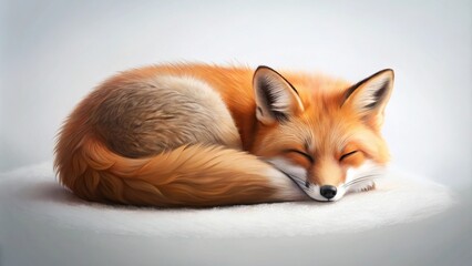Obraz premium Minimalist fox sleeping in winter
