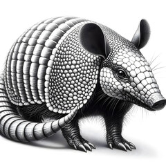 흰 배경, 아르마딜로, 펜슬 드로잉 (white background, armadillo, pencil drawing)
