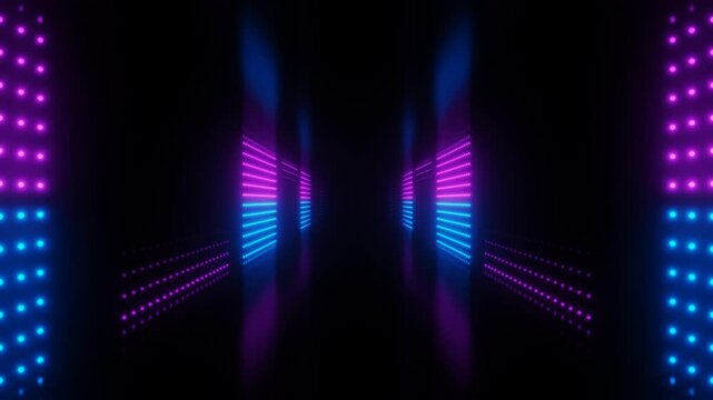 Blue and purple neon dots equalizer tunnel vj loop animation