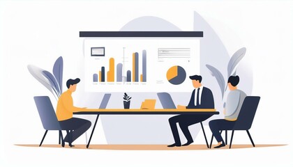 Businesspeople reviewing data