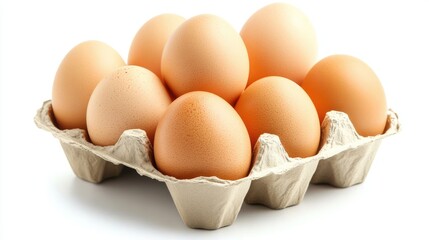 Fresh Brown Eggs in a Carton Display