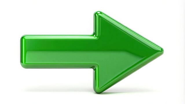 Minimalist green arrow on white background