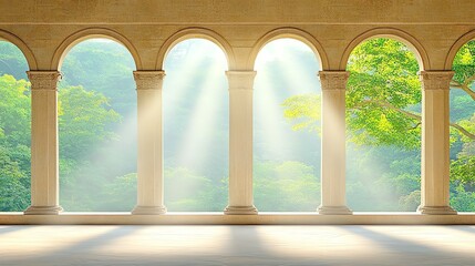 Peaceful meditation garden, harmonious energy and mindful atmosphere, 3D illustration