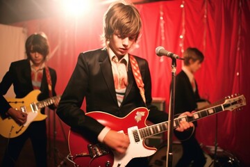 Obraz premium A teenage band microphone musician concert.