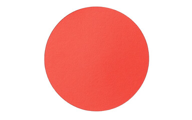 Solid red circular sticker isolated on white background. Blank round label for tagging and promotional use.