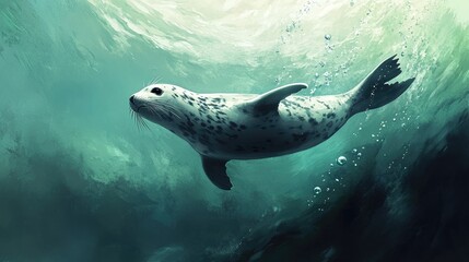 Seal Swimming in Underwater Environment