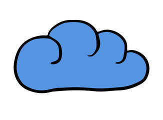cloud icon in flat style with outline. Vector illustration for weather forecast, cloud storage, element for children's story. Hand drawn clipart isolated on white