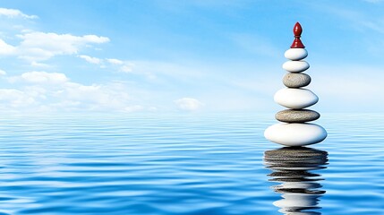 Obraz premium Tranquil Zen space, peace and harmony blending with mindfulness, 3D illustration