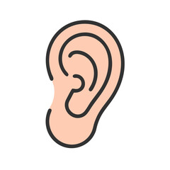 Human ear icon in pink outline style
