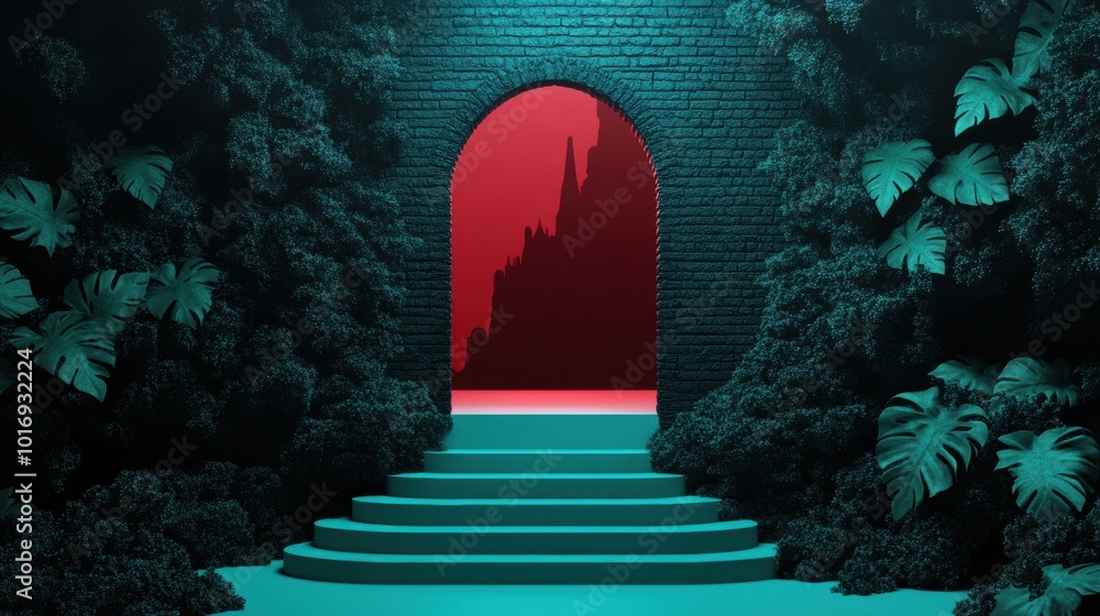 Poster a key unlocks a door, revealing a hidden world filled with symbolic objects and surreal illusions.