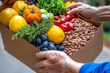 Person bringing groceries to a homebound elderly person, symbolizing the caring nature of altruism through helpful acts of service