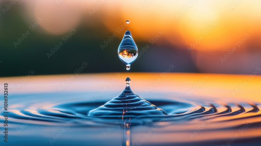 Poster a single drop of water ripples outwards, creating a wave of change that transforms the landscape aro