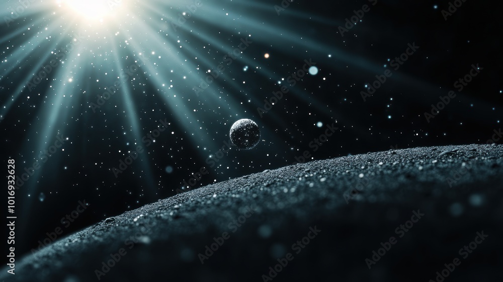 Poster a single point of light dances through a black void, symbolizing the search for meaning in a vast an