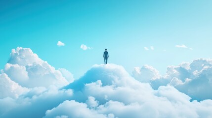 A person seemingly walking on clouds, defying gravity and the laws of physics.
