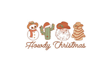 Howdy Christmas, Western Christmas PNG Sublimation T shirt design 