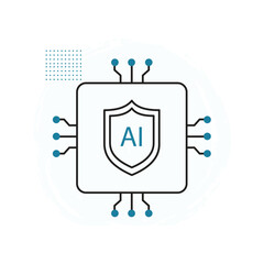 AI-Powered Cybersecurity Protection Shield Vector Icon Design, protection, digital shield, cyber safety, protection