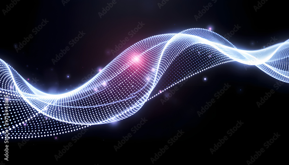 Canvas Prints data technology illustration. abstract futuristic background. wave with connecting dots and lines on