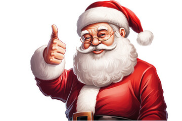 generated illustration of santa claus showing thumbs up isolated on white background
