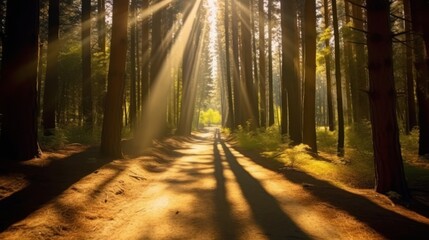 Fototapeta premium Sunbeams Through the Trees