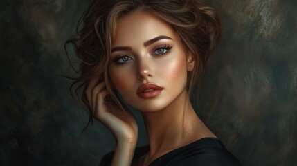 Naklejka premium Elegant Portrait of a Young Woman with Graceful Expression