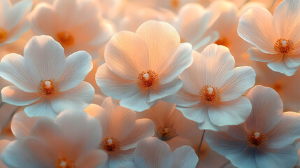 Fototapeta premium Soft White Flowers with Detailed Petals - 3D Illustration