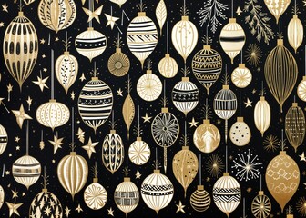 Gold and silver christmas baubles pattern celebration backgrounds.