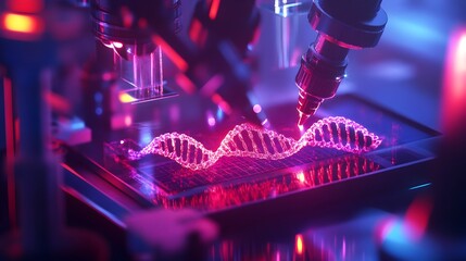 Genetic Engineering Process with DNA Strand Editing by Futuristic Biotech Lasers and Nano Tools