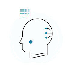 Human-AI Integration for Enhanced Intelligence Vector Icon Design, augmented cognition, AI head, tech innovation
