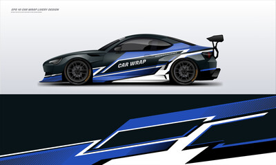 sporty Racing Car wrap livery design with a touch of blue and black © liveryworks
