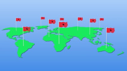 Albania flag wavy on earth