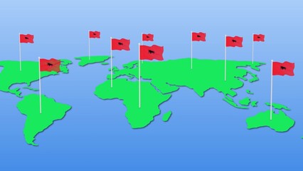 Albania flag wavy on earth