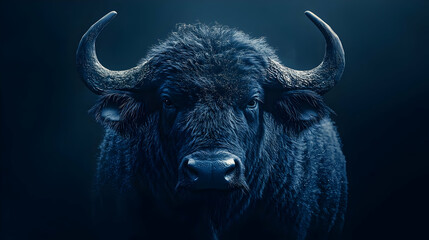 Naklejka premium Dark Blue Buffalo Illustration