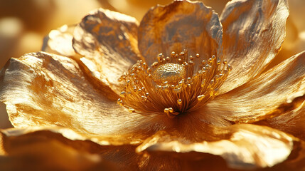 Golden Flower Closeup 3D Illustration