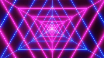 Amazing brown neon light tunnel background, abstract background with neon glowing lines