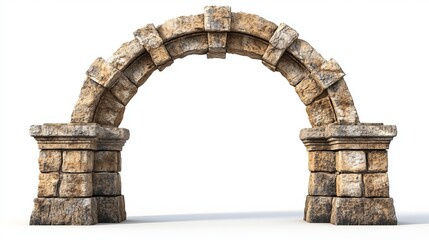 Antique Stone Arch Enfilade Isolated on White Background – A Classical Architectural Structure Showcasing Ancient Masonry and Symmetrical Archways, Evoking the Timeless Elegance of Historic Monuments 