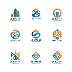 Fototapeta premium icon, logo, symbol, set, design, vector, element, sign, illustration, business, circle, shape, icons, collection, 3d, web, elements, logos, company, corporate