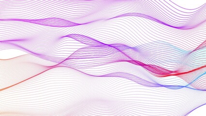 Amazing colorful digital particle line wave on white background, abstract background with waves