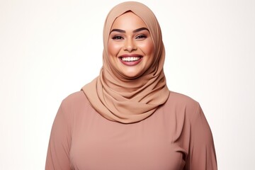 Chubby Muslim woman smiling portrait adult smile.