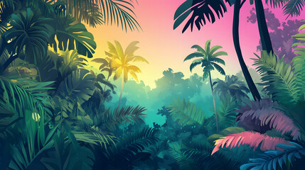 Colored jungle composition  illustration  -