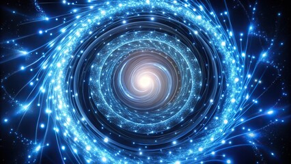 Obraz premium Mesmerizing blue and white lights spiral on black background