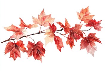 Fototapeta premium Watercolor Branch with Autumn Leaves Generative AI
