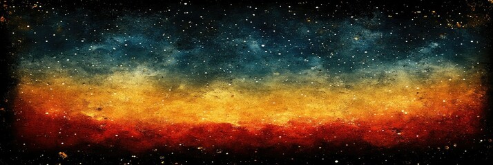 Fototapeta premium Abstract grunge textured background evoking a colorful universe filled with stars