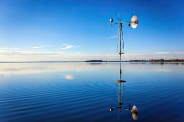 Obraz premium Metal pole with wind vane and satellite dish on top