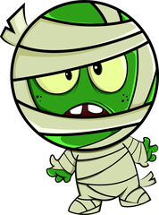 green alien, mummy zombie, illustration, cartoon, monster,