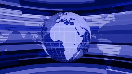 Blue color 3d rotated earth technology news, world map with code