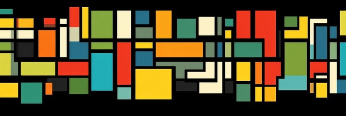 Colorful rectangular geometric abstract panoramic banner